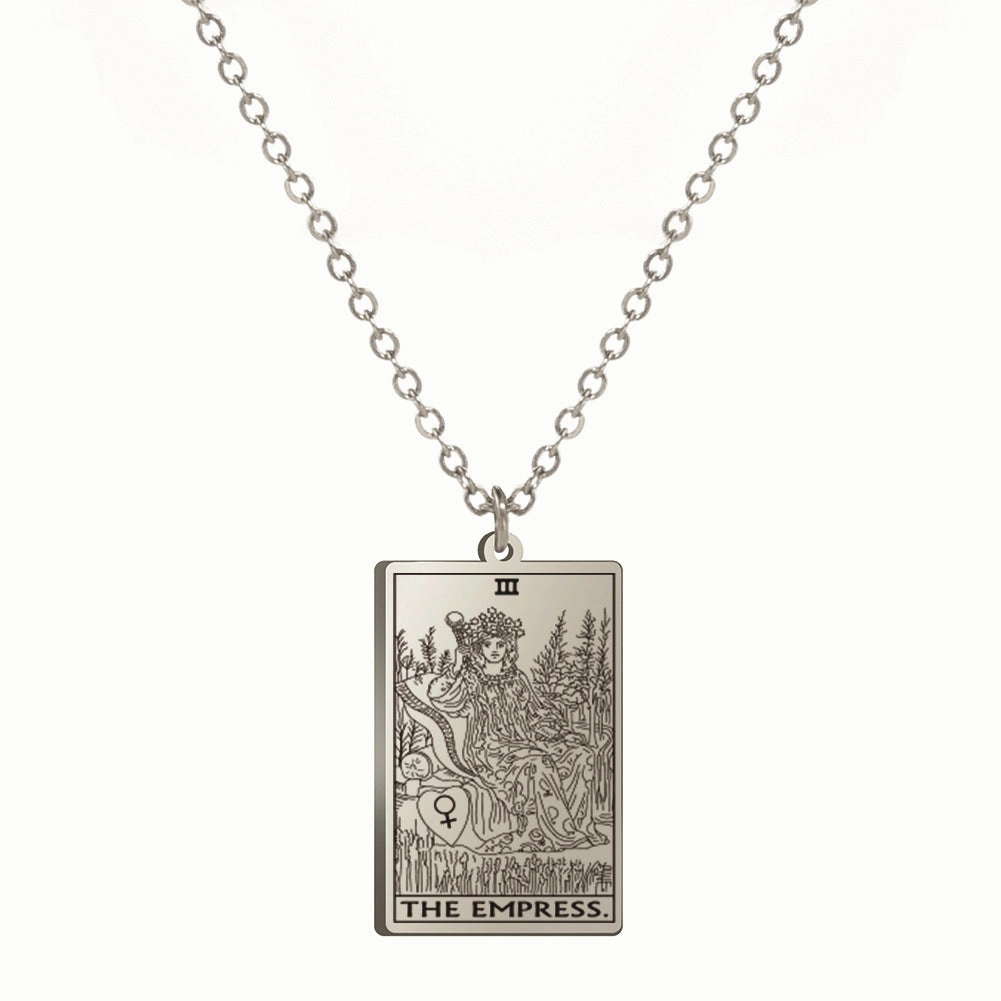 Wholesale Fashion Simple Titanium Cutting Square Plaque Hip Hop Jewelry Tarot Stainless Steel Necklaces