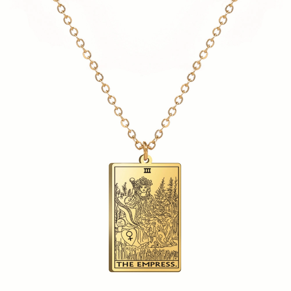 Wholesale Fashion Simple Titanium Cutting Square Plaque Hip Hop Jewelry Tarot Stainless Steel Necklaces