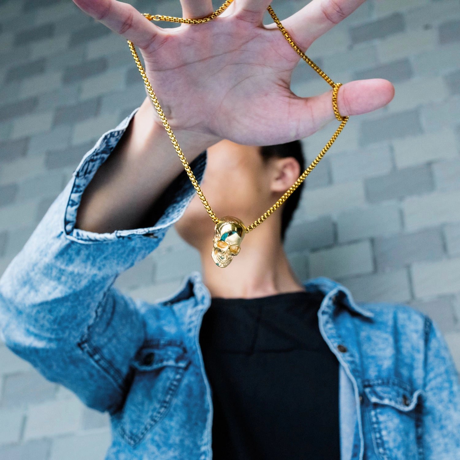 Wholesale Fashion Skull Vintage Titanium Steel Necklace