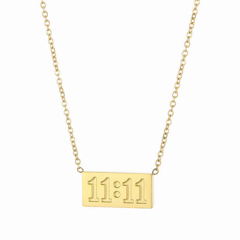 Wholesale Fashionable and Simple 11:11 Square Brand High-grade Stainless Steel Number Necklaces