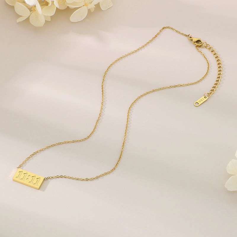 Wholesale Fashionable and Simple 11:11 Square Brand High-grade Stainless Steel Number Necklaces
