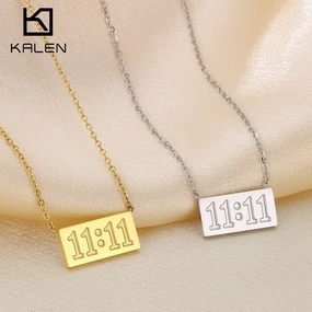 Wholesale Fashionable and Simple 11:11 Square Brand High-grade Stainless Steel Number Necklaces