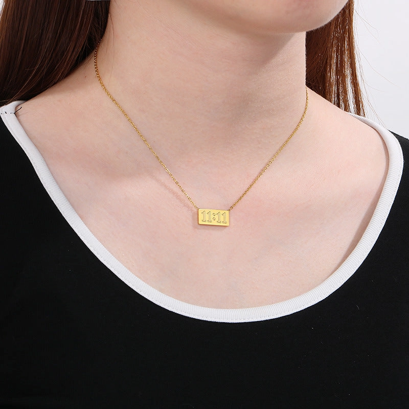 Wholesale Fashionable and Simple 11:11 Square Brand High-grade Stainless Steel Number Necklaces
