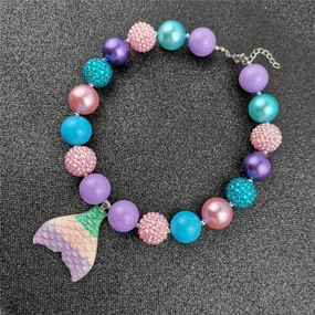 Wholesale Fishtail Color Pearl Mermaid Alloy Acrylic Necklaces