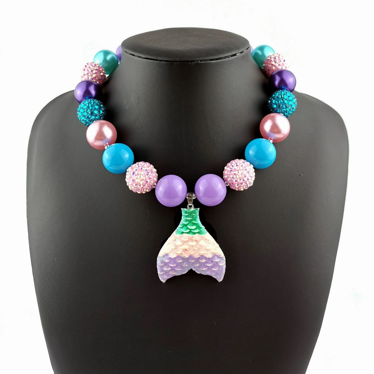 Wholesale Fishtail Color Pearl Mermaid Alloy Acrylic Necklaces