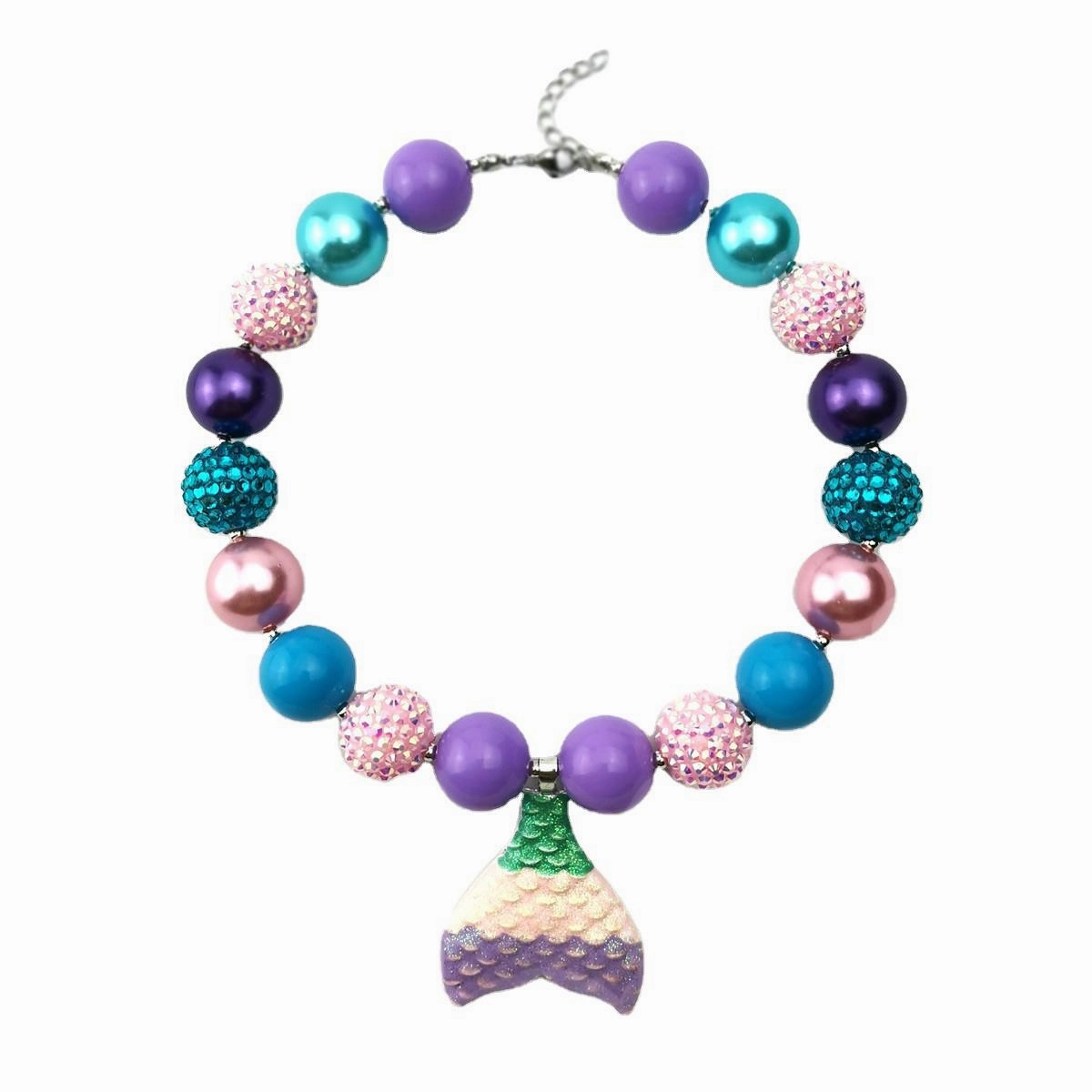 Wholesale Fishtail Color Pearl Mermaid Alloy Acrylic Necklaces