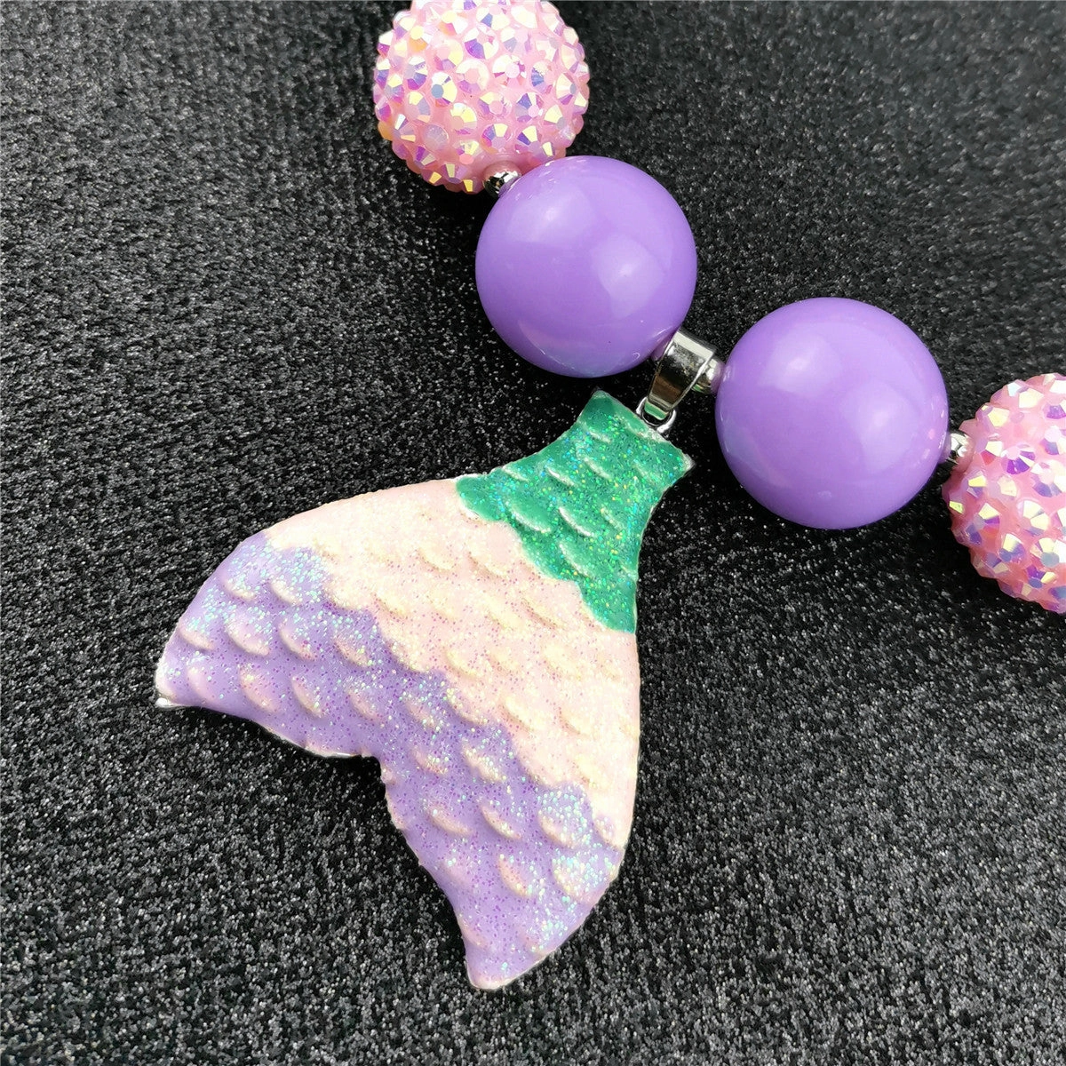 Wholesale Fishtail Color Pearl Mermaid Alloy Acrylic Necklaces