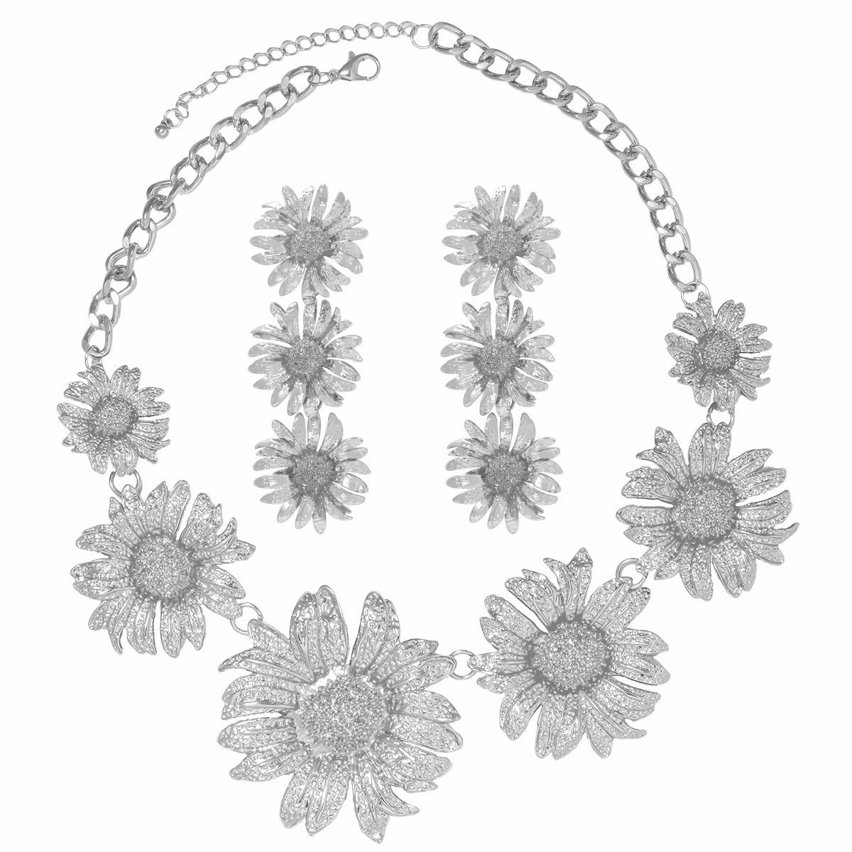 Wholesale Floral Chrysanthemum Alloy Earrings Necklaces Combination