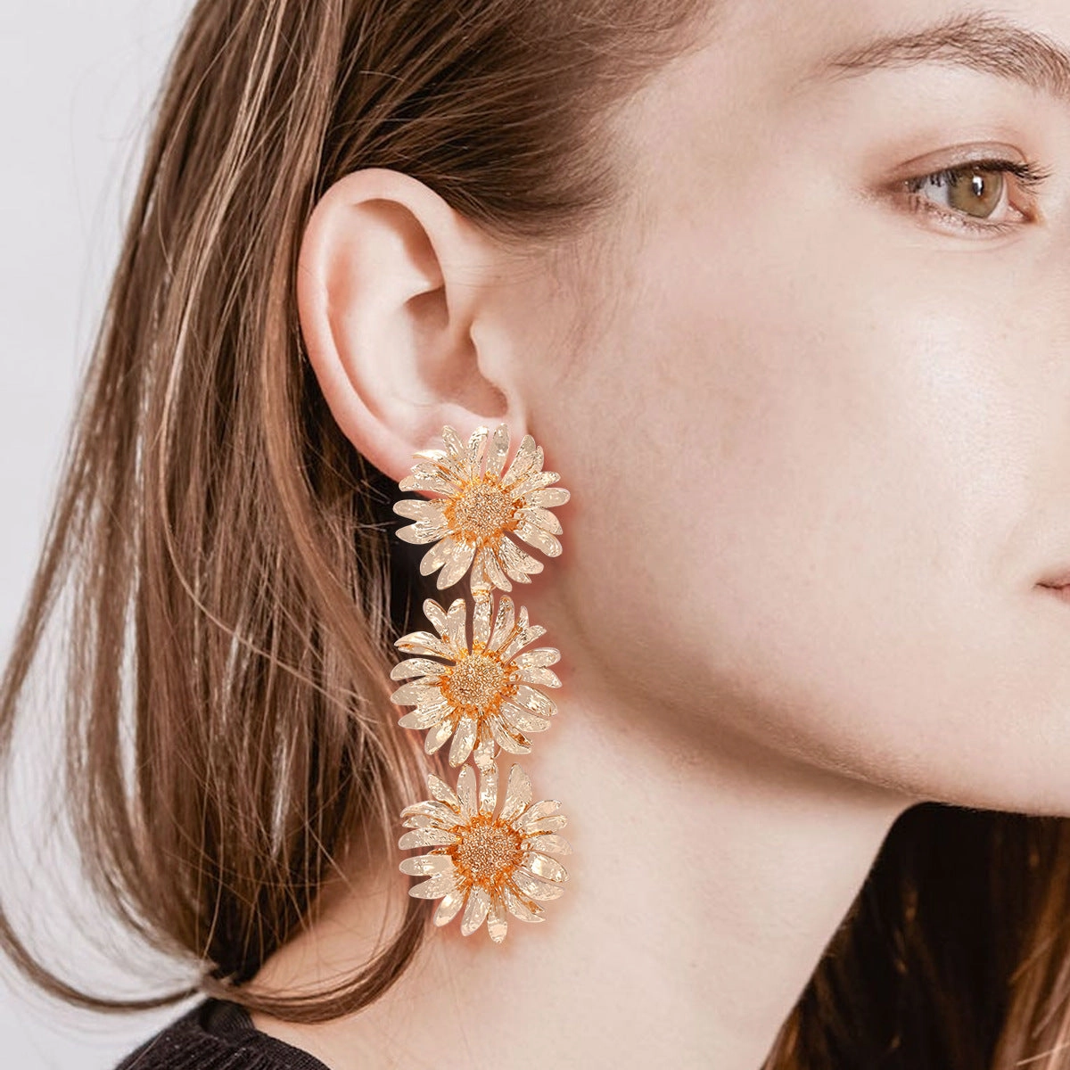Wholesale Floral Chrysanthemum Alloy Earrings Necklaces Combination