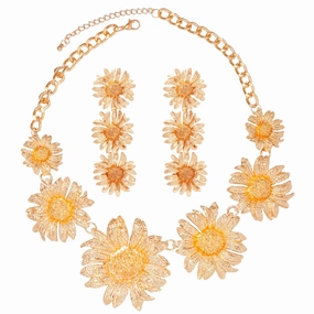 Wholesale Floral Chrysanthemum Alloy Earrings Necklaces Combination