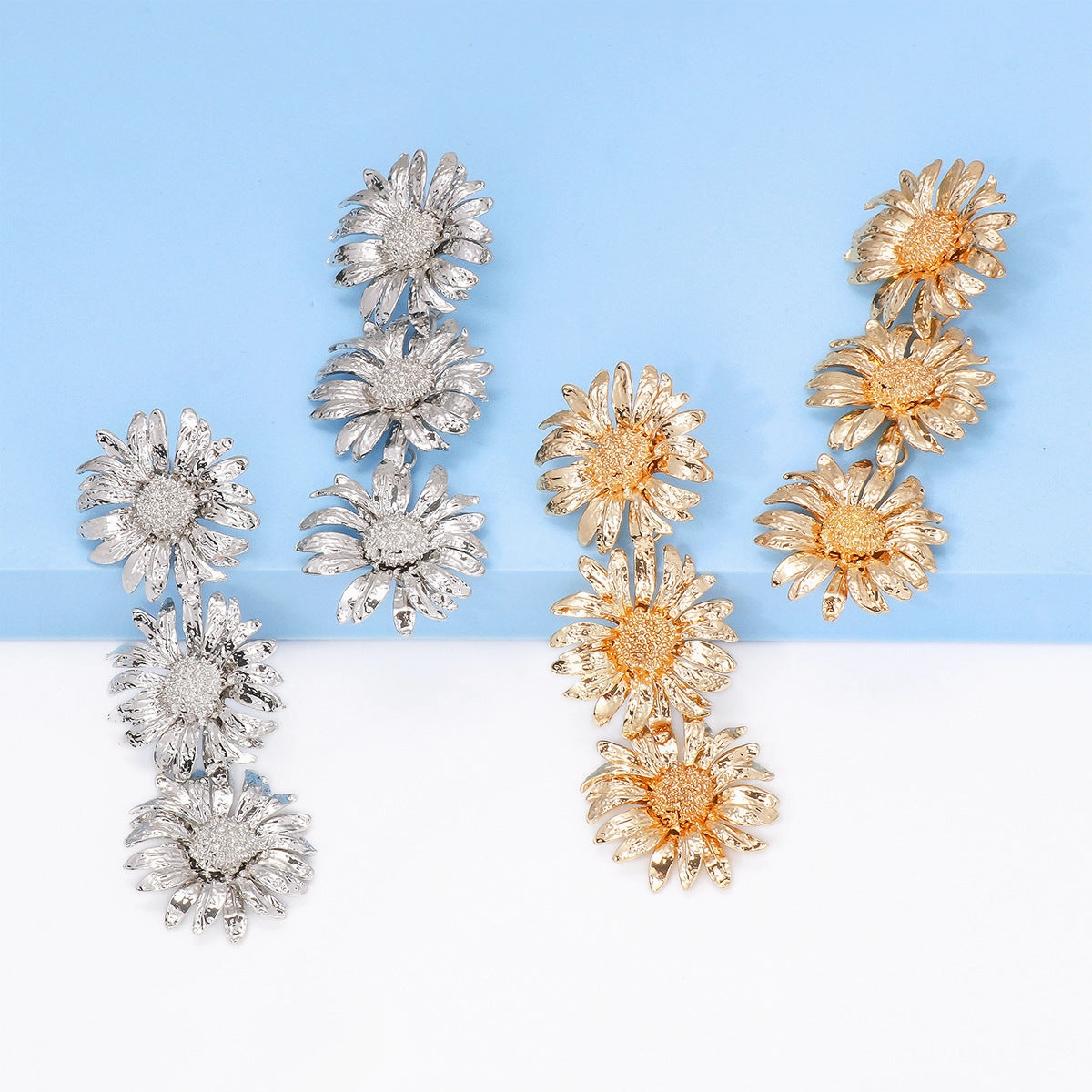 Wholesale Floral Chrysanthemum Alloy Earrings Necklaces Combination