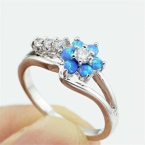 Wholesale Floral Opal Alloy Rings