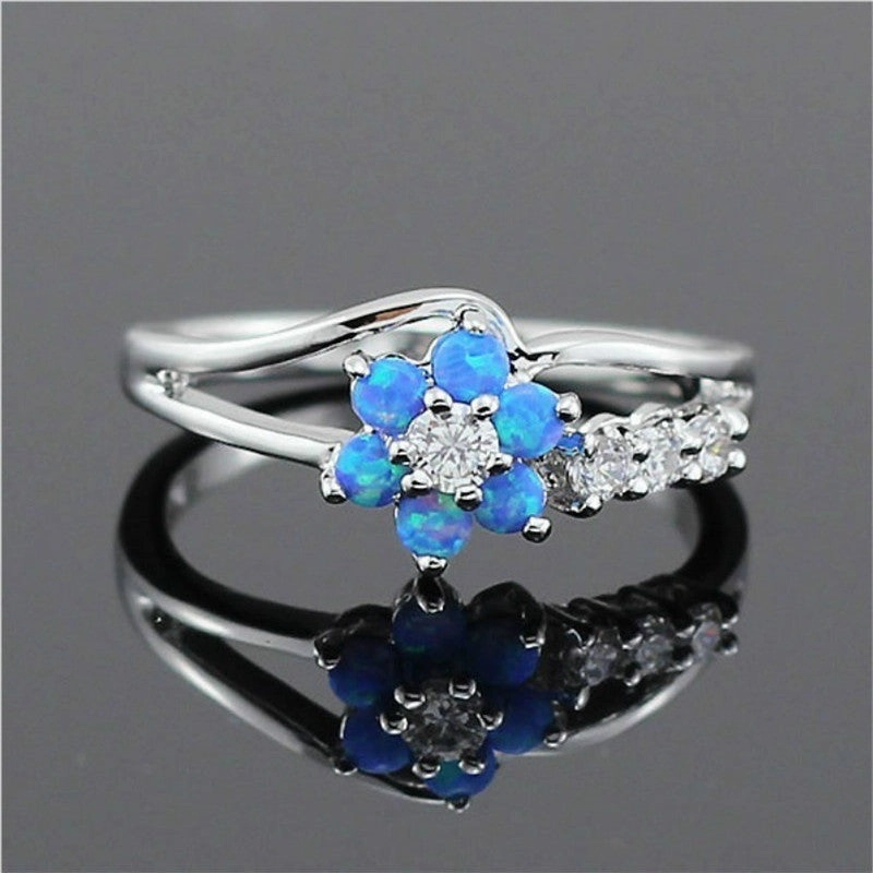 Wholesale Floral Opal Alloy Rings