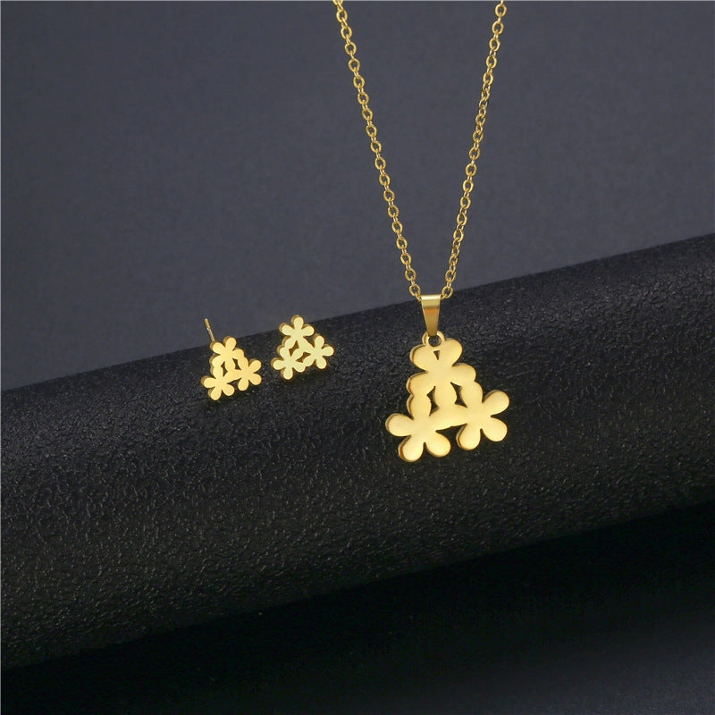 Wholesale Flower Dragonfly Stainless Steel Necklace Earrings Set