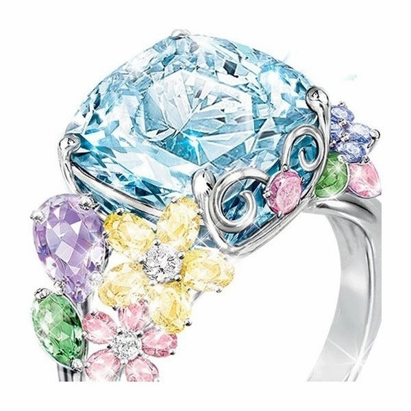 Wholesale Flower Gemstone Alloy Rings