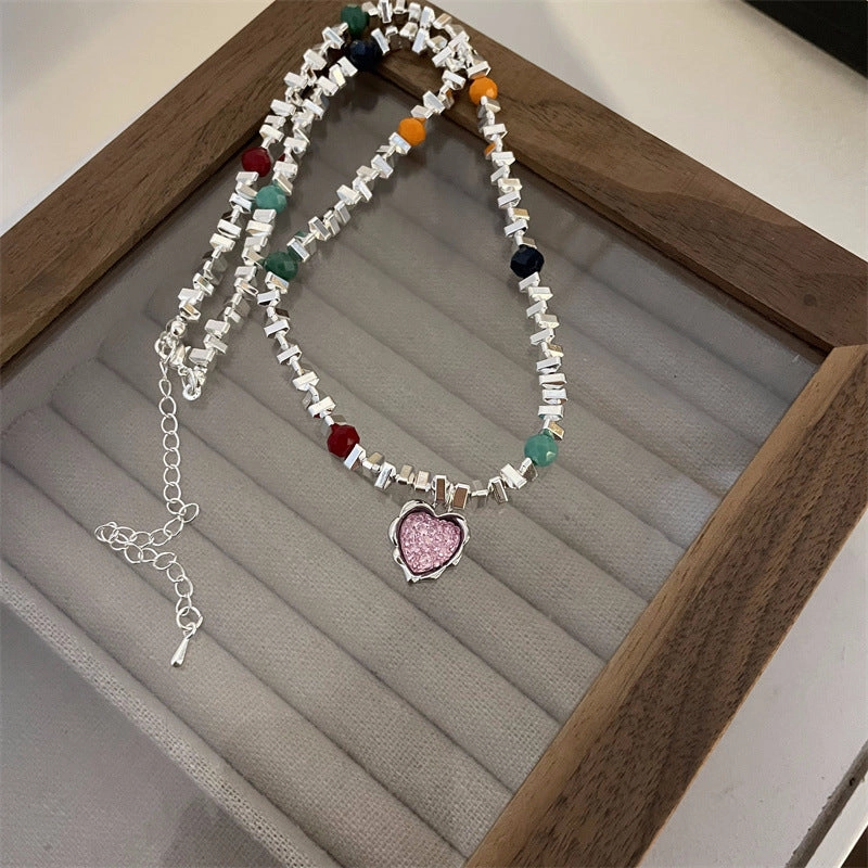 Wholesale Flower Love Heart Smiley Face Pendant Colorful Beaded Pearl Necklaces