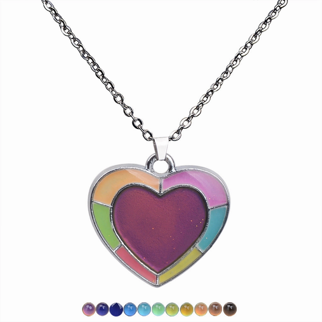 Wholesale Fluorescent Luminous Butterfly Heart Peace Pendant Temperature Sensitive Color Changing Necklaces