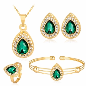 Wholesale Four Piece Set of Multi-color Droplet Alloy Jewelry