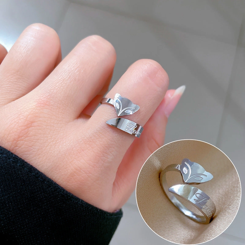 Wholesale Fox Alphabet Titanium Rings