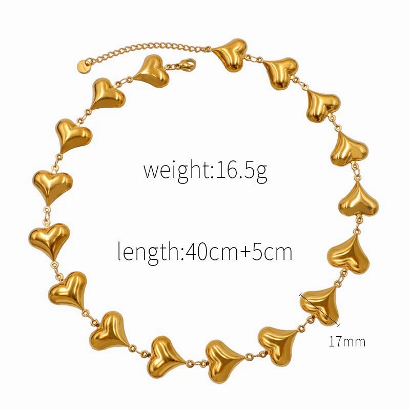 Wholesale French Style Niche Heart To Heart Light Luxury Stainless Steel Heart Necklaces
