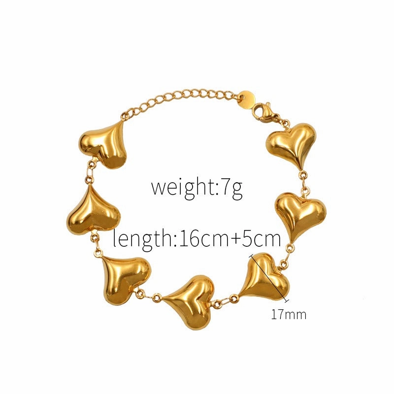 Wholesale French Style Niche Heart To Heart Light Luxury Stainless Steel Heart Necklaces