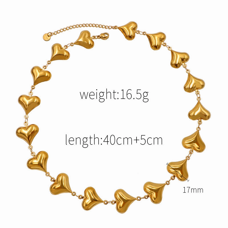 Wholesale French Style Niche Heart To Heart Light Luxury Stainless Steel Heart Necklaces