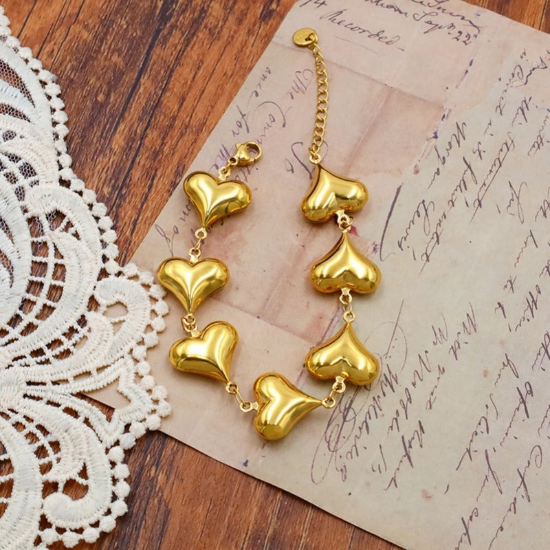 Wholesale French Style Niche Heart To Heart Light Luxury Stainless Steel Heart Necklaces