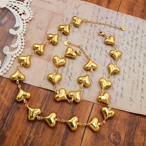Wholesale French Style Niche Heart To Heart Light Luxury Stainless Steel Heart Necklaces