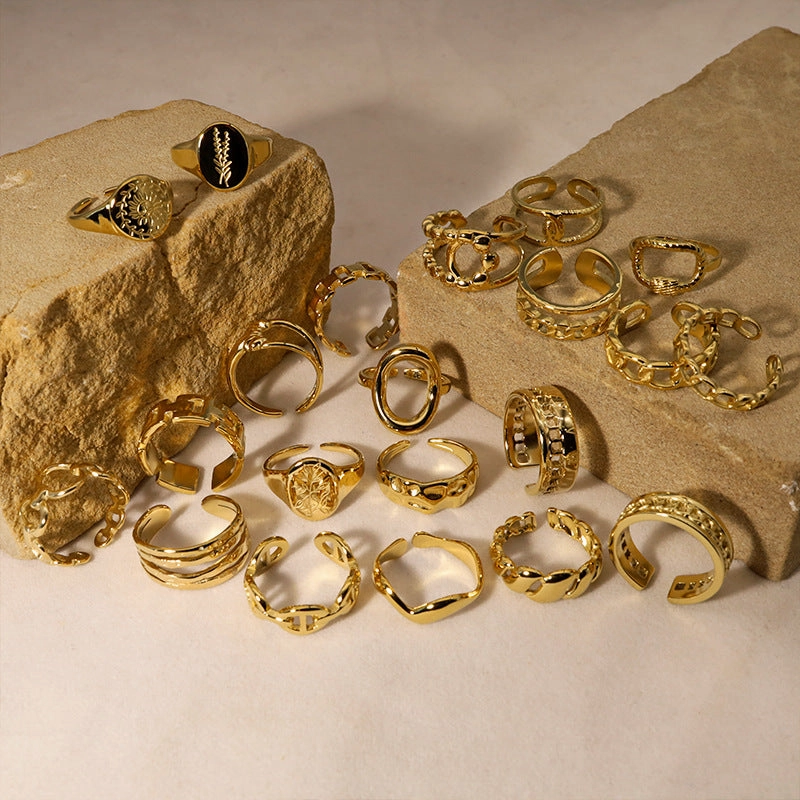Wholesale French Style Titanium Steel Plated Non Ring