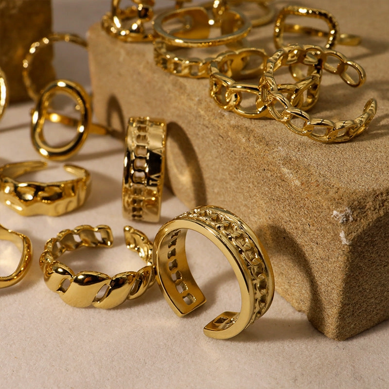 Wholesale French Style Titanium Steel Plated Non Ring