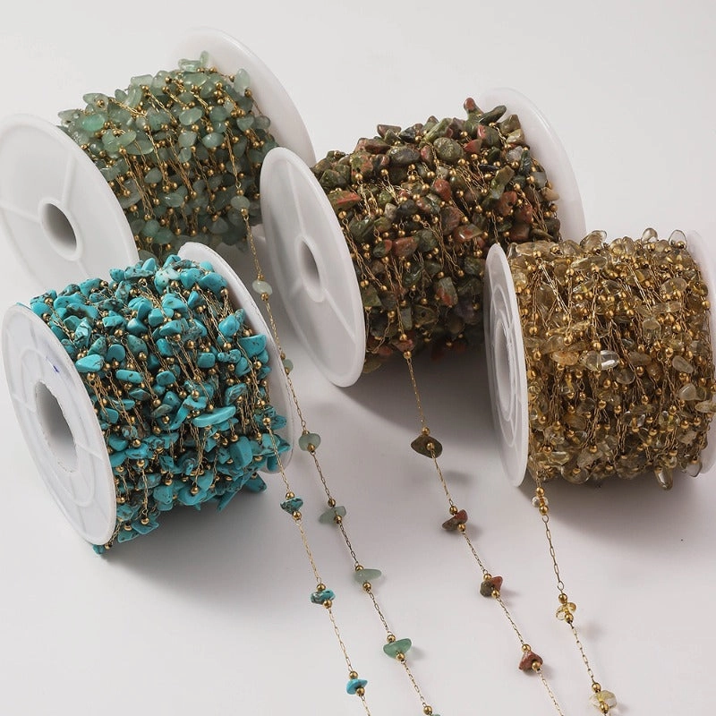 Wholesale Fresh and Fashionable Stainless Steel Drip Oil Stone 18K Gold DIY Necklace