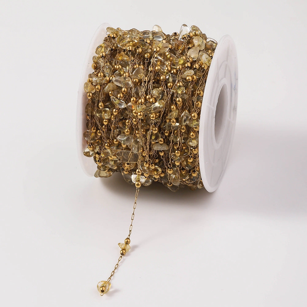 Wholesale Fresh and Fashionable Stainless Steel Drip Oil Stone 18K Gold DIY Necklace