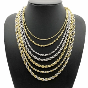 Wholesale Fried Dough Twists Fashion Hip Hop Stainless Steel Necklace