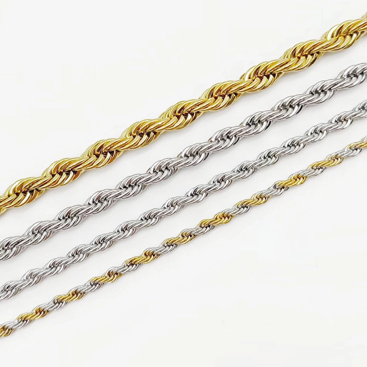 Wholesale Fried Dough Twists Fashion Hip Hop Stainless Steel Necklace