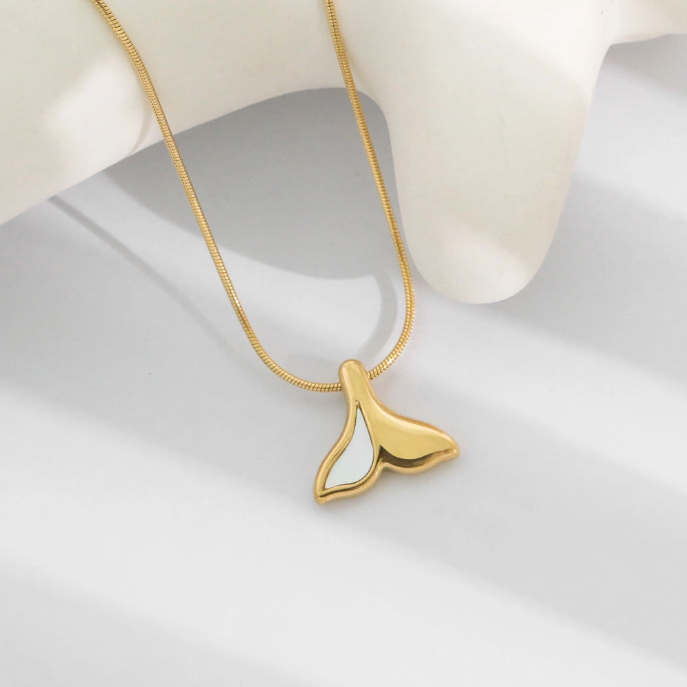 Wholesale Fritillary Fishtail Titanium Steel 18k Gold Snake Bone Chain Necklace