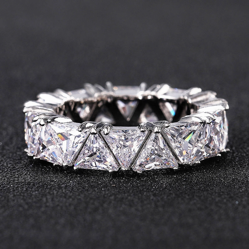 Wholesale Full Circle Full Circle Single Row Triangular Zircon Ring OLY-RS-Caoshi002