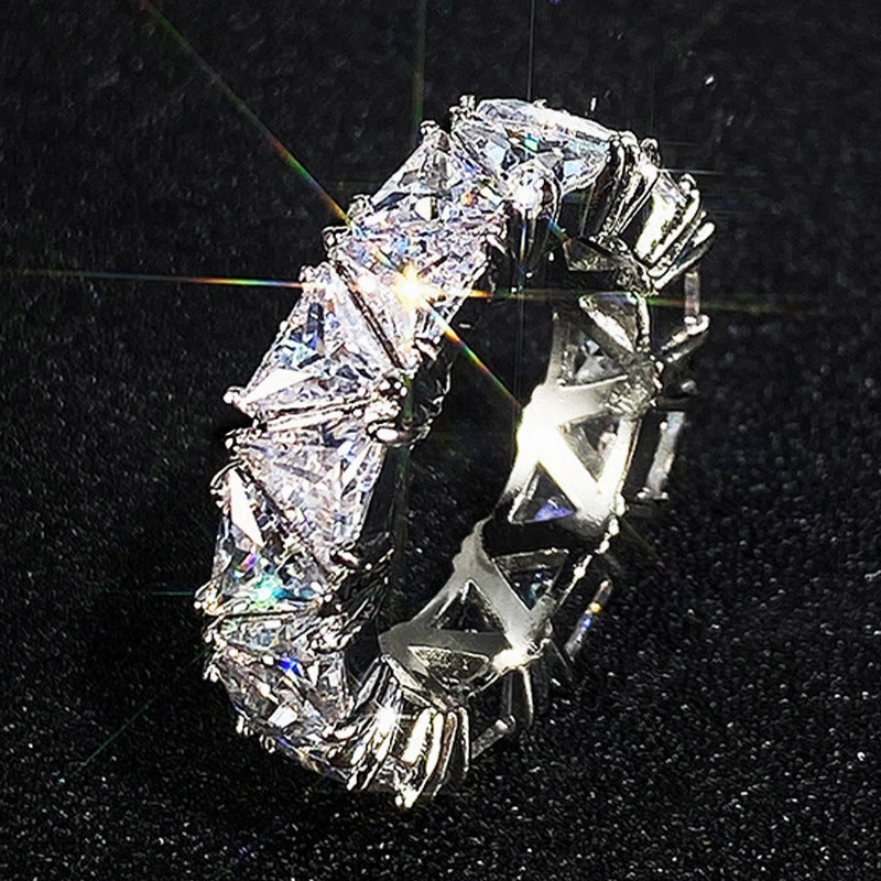 Wholesale Full Circle Full Circle Single Row Triangular Zircon Ring OLY-RS-Caoshi002