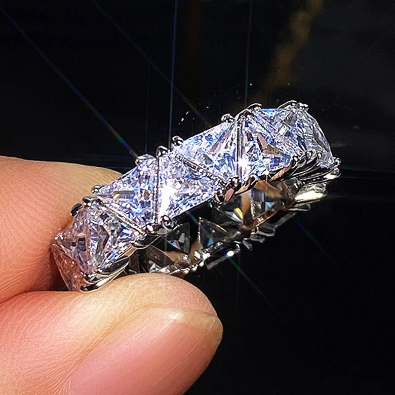 Wholesale Full Circle Full Circle Single Row Triangular Zircon Ring OLY-RS-Caoshi002