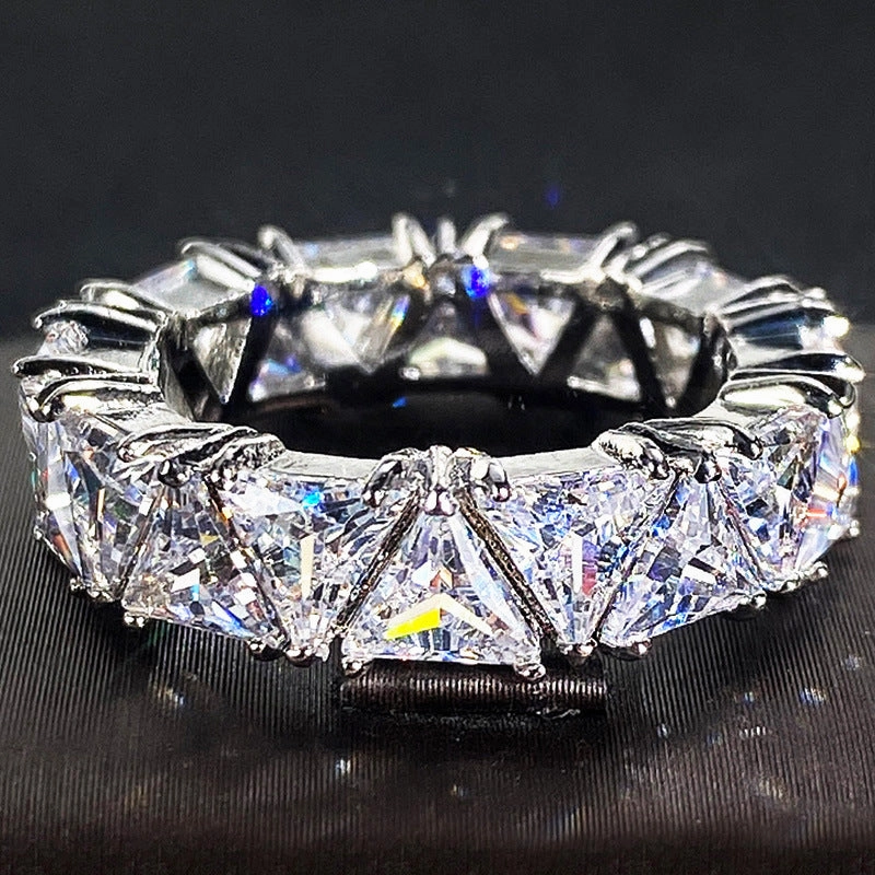 Wholesale Full Circle Full Circle Single Row Triangular Zircon Ring OLY-RS-Caoshi002