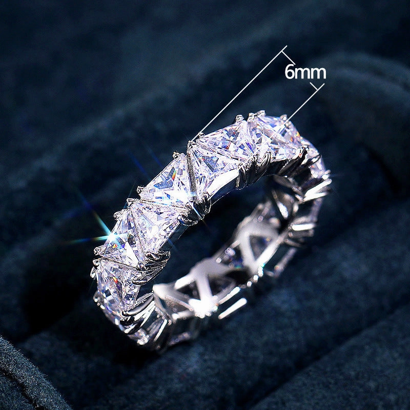 Wholesale Full Circle Full Circle Single Row Triangular Zircon Ring OLY-RS-Caoshi002
