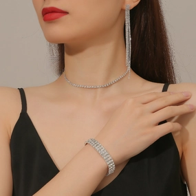 Wholesale Full Diamond Claw Chain Necklaces