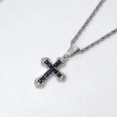 Wholesale Full Diamond Cross Zircon Pendant Alloy Necklaces
