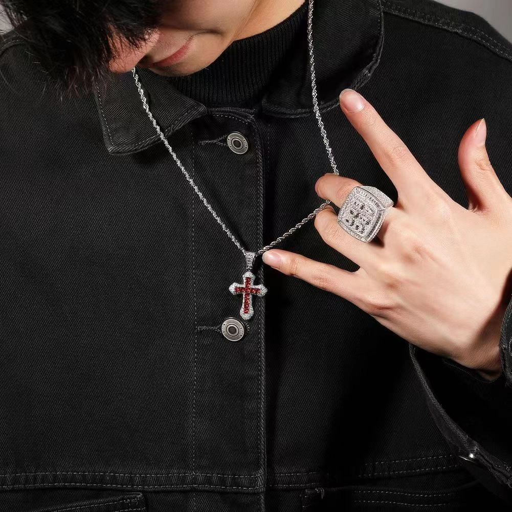Wholesale Full Diamond Cross Zircon Pendant Alloy Necklaces