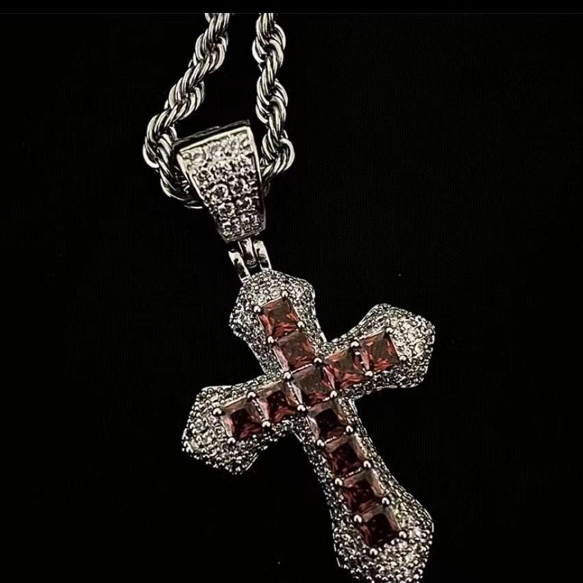 Wholesale Full Diamond Cross Zircon Pendant Alloy Necklaces