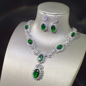 Wholesale Full Diamond Set Copper Necklaces