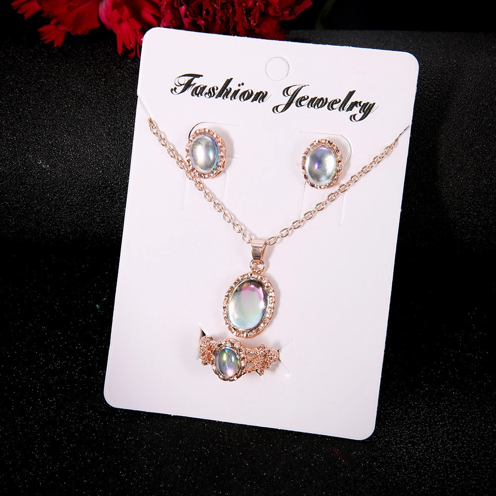 Wholesale Gemstone Alloy Rings Jewelry Sets