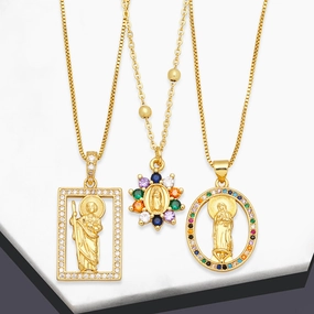 Wholesale Geometric Madonna Copper Necklaces