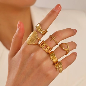 Wholesale Geometric Opening Adjustment Stainless Steel Rings