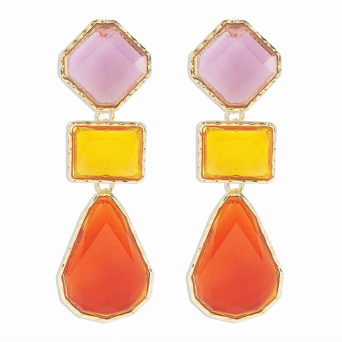 Wholesale Geometric Resin Color Earrings Alloy Necklaces