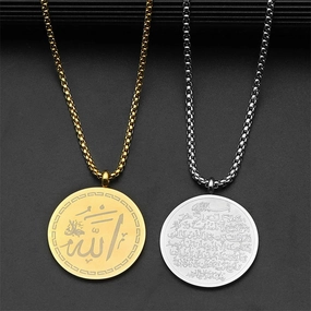 Wholesale Geometric Round Pendant Stainless Steel Necklace